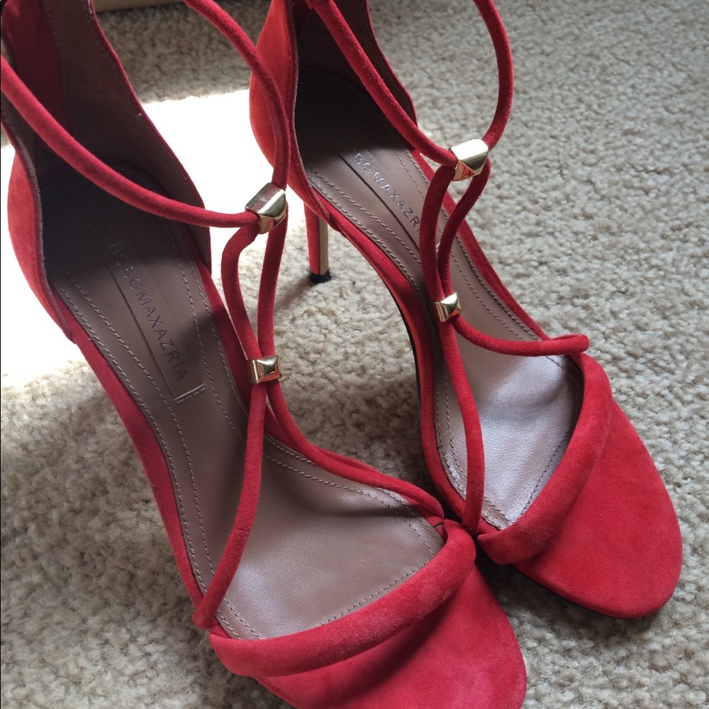 LAST CHANCE // BCBG Nixie Strappy Heel Red Suede